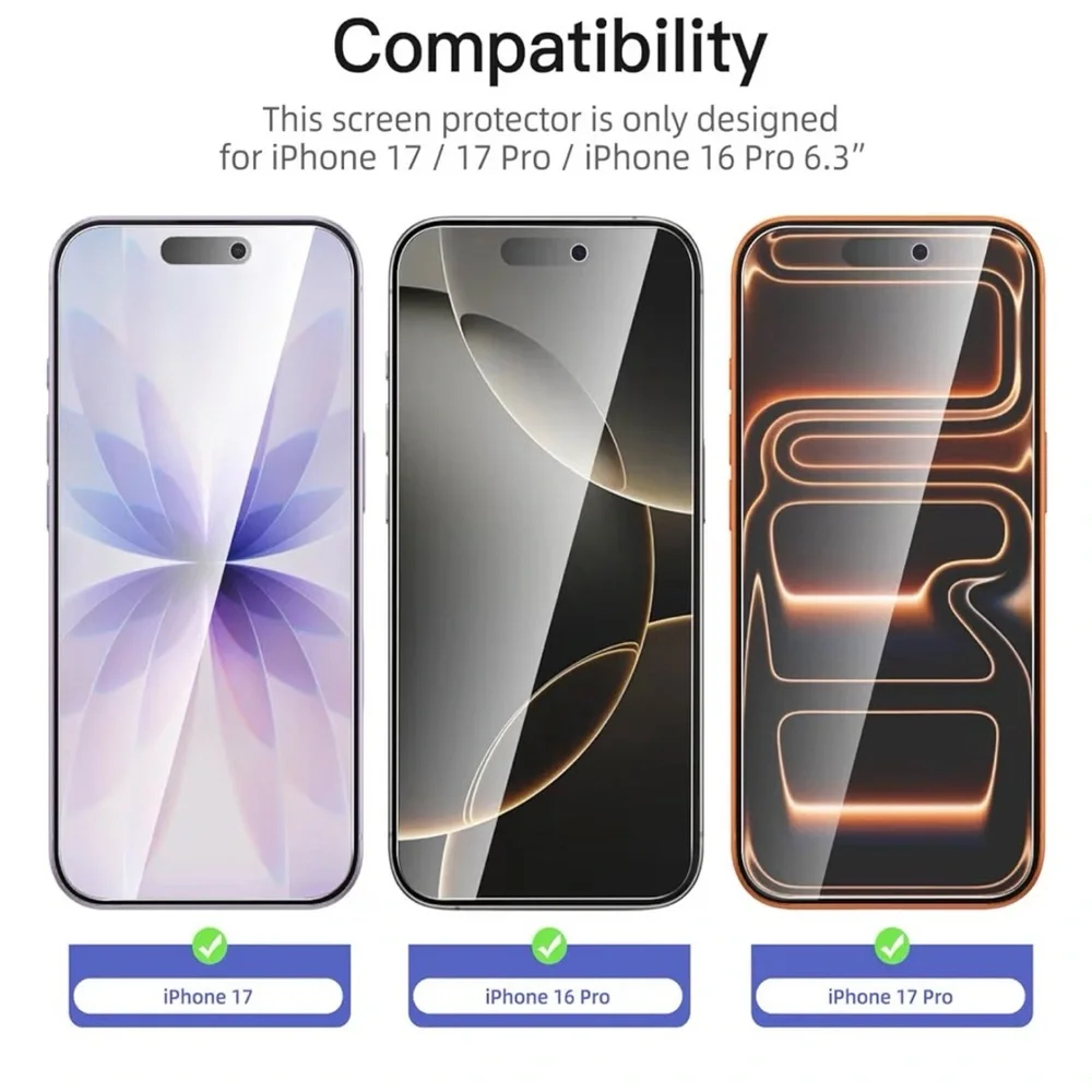 NEW'C 3 Pack Designed for iPhone 17/17 Pro,iPhone 16 Pro Screen Protector